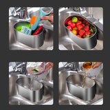 Maxbell Multipurpose Drain Basket Kitchen Supplies for Vegetable Brush Leftover Silver Big