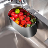 Maxbell Multipurpose Drain Basket Kitchen Supplies for Vegetable Brush Leftover Silver Big