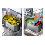 Maxbell Multipurpose Drain Basket Kitchen Supplies for Vegetable Brush Leftover Silver Big