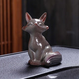 Maxbell Fox Tea Pet Miniature Sculpture Color Changing Artwork for Teahouse Tearoom Fox A