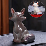 Maxbell Fox Tea Pet Miniature Sculpture Color Changing Artwork for Teahouse Tearoom Fox A