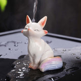 Maxbell Fox Tea Pet Miniature Sculpture Color Changing Artwork for Teahouse Tearoom Fox A