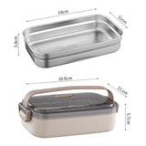 Maxbell Lunch Box Large Capacity Bento Box Food Container for Office Camping Outdoor Single Khaki