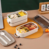 Maxbell Lunch Box Large Capacity Bento Box Food Container for Office Camping Outdoor Single Khaki