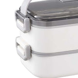 Maxbell Lunch Box Large Capacity Bento Box Food Container for Office Camping Outdoor 2 Layer White