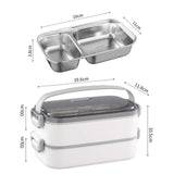 Maxbell Lunch Box Large Capacity Bento Box Food Container for Office Camping Outdoor 2 Layer White