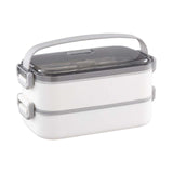 Maxbell Lunch Box Large Capacity Bento Box Food Container for Office Camping Outdoor 2 Layer White