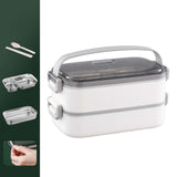 Maxbell Lunch Box Large Capacity Bento Box Food Container for Office Camping Outdoor 2 Layer White
