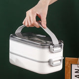 Maxbell Lunch Box Large Capacity Bento Box Food Container for Office Camping Outdoor 2 Layer White