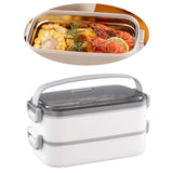 Maxbell Lunch Box Large Capacity Bento Box Food Container for Office Camping Outdoor 2 Layer White
