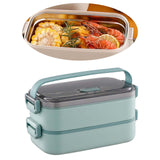 Maxbell Lunch Box Large Capacity Bento Box Food Container for Office Camping Outdoor 2 Layer Green