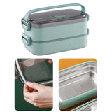 Maxbell Lunch Box Large Capacity Bento Box Food Container for Office Camping Outdoor 2 Layer Green