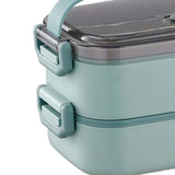 Maxbell Lunch Box Large Capacity Bento Box Food Container for Office Camping Outdoor 2 Layer Green