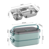 Maxbell Lunch Box Large Capacity Bento Box Food Container for Office Camping Outdoor 2 Layer Green