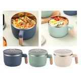 Maxbell Ramen Bowl with Lid Stockpot with Drain Noodles Bowl for Dorm Camping Blue