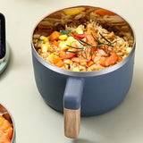 Maxbell Ramen Bowl with Lid Stockpot with Drain Noodles Bowl for Dorm Camping Blue