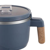 Maxbell Ramen Bowl with Lid Stockpot with Drain Noodles Bowl for Dorm Camping Blue