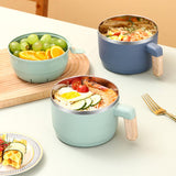 Maxbell Ramen Bowl with Lid Stockpot with Drain Noodles Bowl for Dorm Camping Green