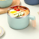 Maxbell Ramen Bowl with Lid Stockpot with Drain Noodles Bowl for Dorm Camping Green
