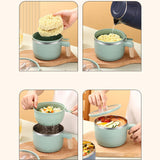 Maxbell Ramen Bowl with Lid Stockpot with Drain Noodles Bowl for Dorm Camping Green