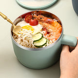 Maxbell Ramen Bowl with Lid Stockpot with Drain Noodles Bowl for Dorm Camping Green