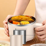 Maxbell Ramen Bowl with Lid Stockpot with Drain Noodles Bowl for Dorm Camping Beige