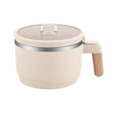 Maxbell Ramen Bowl with Lid Stockpot with Drain Noodles Bowl for Dorm Camping Beige