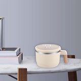 Maxbell Ramen Bowl with Lid Stockpot with Drain Noodles Bowl for Dorm Camping Beige