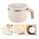 Maxbell Ramen Bowl with Lid Stockpot with Drain Noodles Bowl for Dorm Camping Beige