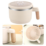 Maxbell Ramen Bowl with Lid Stockpot with Drain Noodles Bowl for Dorm Camping Beige