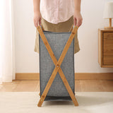 Maxbell Bamboo Dirty Clothes Laundry Storage Basket Portable Durable for Household