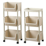 Maxbell Kitchen Storage Shelf Basket with Lockable Wheels for Bedroom Bathroom 3 Baskets