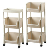 Maxbell Kitchen Storage Shelf Basket with Lockable Wheels for Bedroom Bathroom 3 Baskets