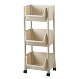 Maxbell Kitchen Storage Shelf Basket with Lockable Wheels for Bedroom Bathroom 3 Baskets