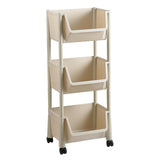 Maxbell Kitchen Storage Shelf Basket with Lockable Wheels for Bedroom Bathroom 3 Baskets