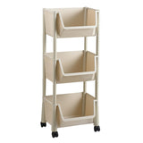 Maxbell Kitchen Storage Shelf Basket with Lockable Wheels for Bedroom Bathroom 3 Baskets