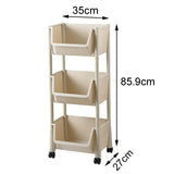 Maxbell Kitchen Storage Shelf Basket with Lockable Wheels for Bedroom Bathroom 3 Baskets