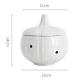 Maxbell Garlic Keeper Container with Lids Holder for Countertop Lemon White