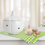 Maxbell Garlic Keeper Container with Lids Holder for Countertop Lemon White