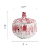 Maxbell Garlic Keeper Container with Lids Holder for Countertop Lemon Red