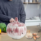 Maxbell Garlic Keeper Container with Lids Holder for Countertop Lemon Red