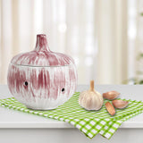 Maxbell Garlic Keeper Container with Lids Holder for Countertop Lemon Red