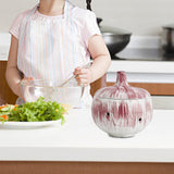 Maxbell Garlic Keeper Container with Lids Holder for Countertop Lemon Red
