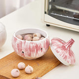 Maxbell Garlic Keeper Container with Lids Holder for Countertop Lemon Red