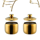 Maxbell Seasoning Jar with Lid Spoon Holder Stainless Convenient Modern for Kitchen Gold