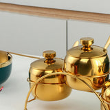 Maxbell Seasoning Jar with Lid Spoon Holder Stainless Convenient Modern for Kitchen Gold