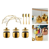 Maxbell Seasoning Jar with Lid Spoon Holder Stainless Convenient Modern for Kitchen Gold