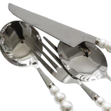 Maxbell 4 Piece Pearl Handle Cutlery Set Silver Collection Tea Spoon for Dinner