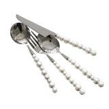 Maxbell 4 Piece Pearl Handle Cutlery Set Silver Collection Tea Spoon for Dinner