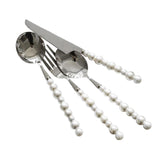 Maxbell 4 Piece Pearl Handle Cutlery Set Silver Collection Tea Spoon for Dinner